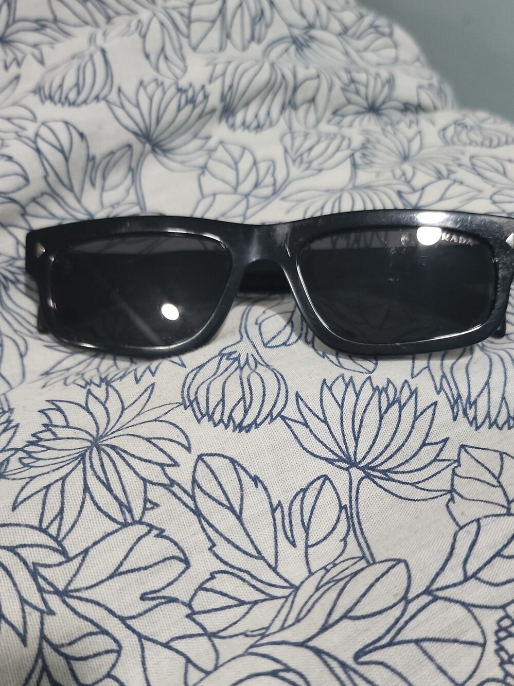 Prada Unisex Black Rectangular Sunglasses